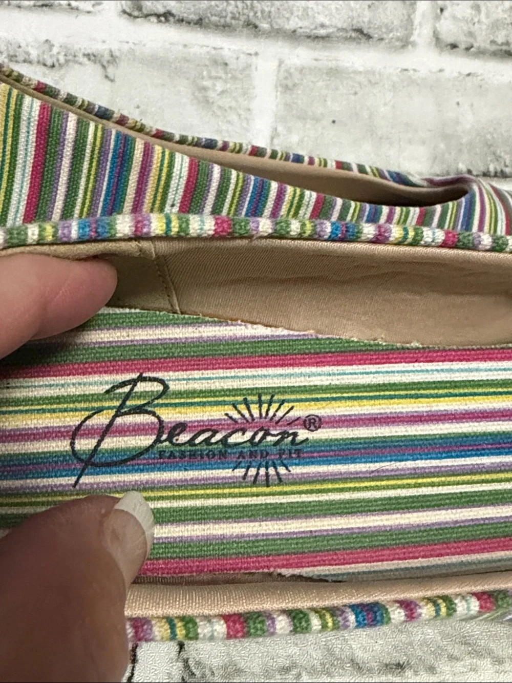 Beacon Vintage Multicolor Stripe Espadrille Flats - Green Pink Blue Purple White